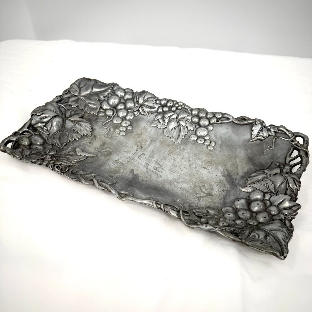 Vintage 1996 Arthur Court Silver Aluminum Grape Vine Small Platter